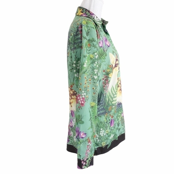 BEULAH GREEN FLORAL ANIMAL PRINT BUTTON DOWN SHIRT - S - Picture 2 of 9